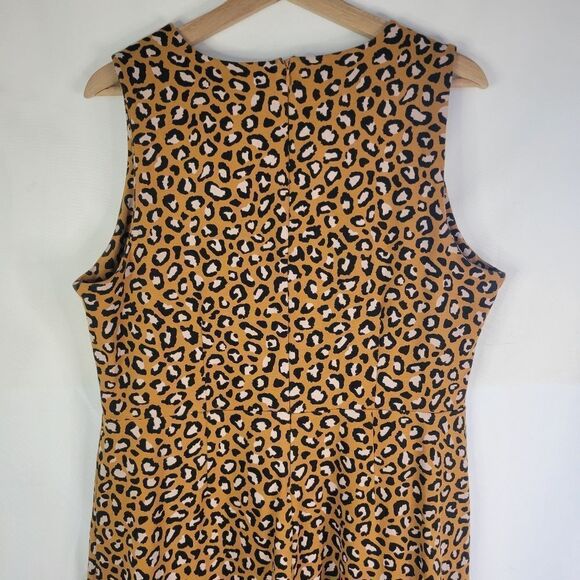 Leopard Print Pink And Mustard Sleeveless Pencil Dress - Picture 6 of 11